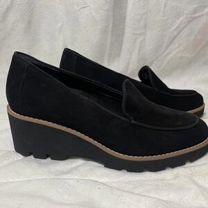 Vionic Ava Black Suede Slipnon Wedge Shoes  Nwob Size 11